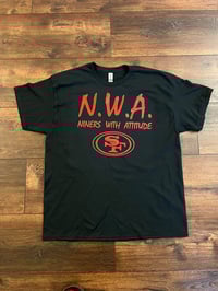 Image 1 of TODDLER & YOUTH N.W.A. BLACK T-SHIRT, METALLIC RED LETTERS