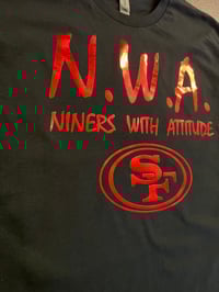 Image 2 of TODDLER & YOUTH N.W.A. BLACK T-SHIRT, METALLIC RED LETTERS