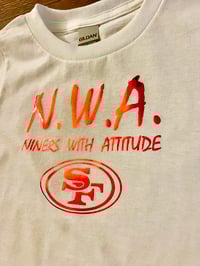 Image 2 of TODDLER & YOUTH N.W.A. WHITE T-SHIRT, METALLIC RED LETTERS