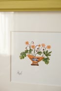 Original Painting - Miniature Romantic Vase Whippet with Geum Stems