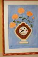 Original Painting - Aviary Finches Romantic Vase
