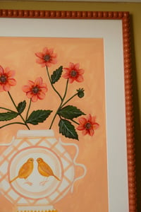 Image 4 of Original Painting - Canary & Dahlia Romantic Vase