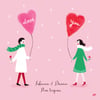 Carte couple  avec ballons cœur - personnalisation possible