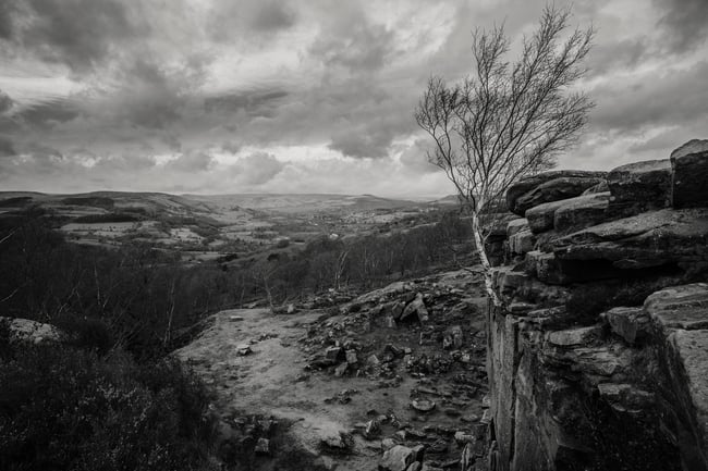 Looking toward Hathersage, Peak District, Derbyshire.