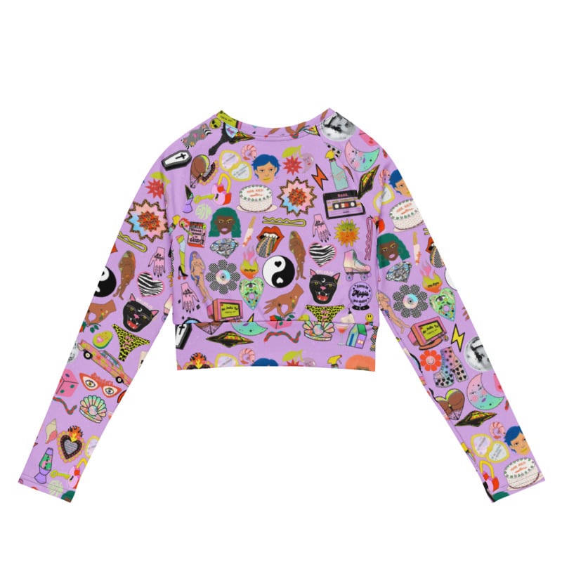 Image of Iconzz print long sleeve crop top