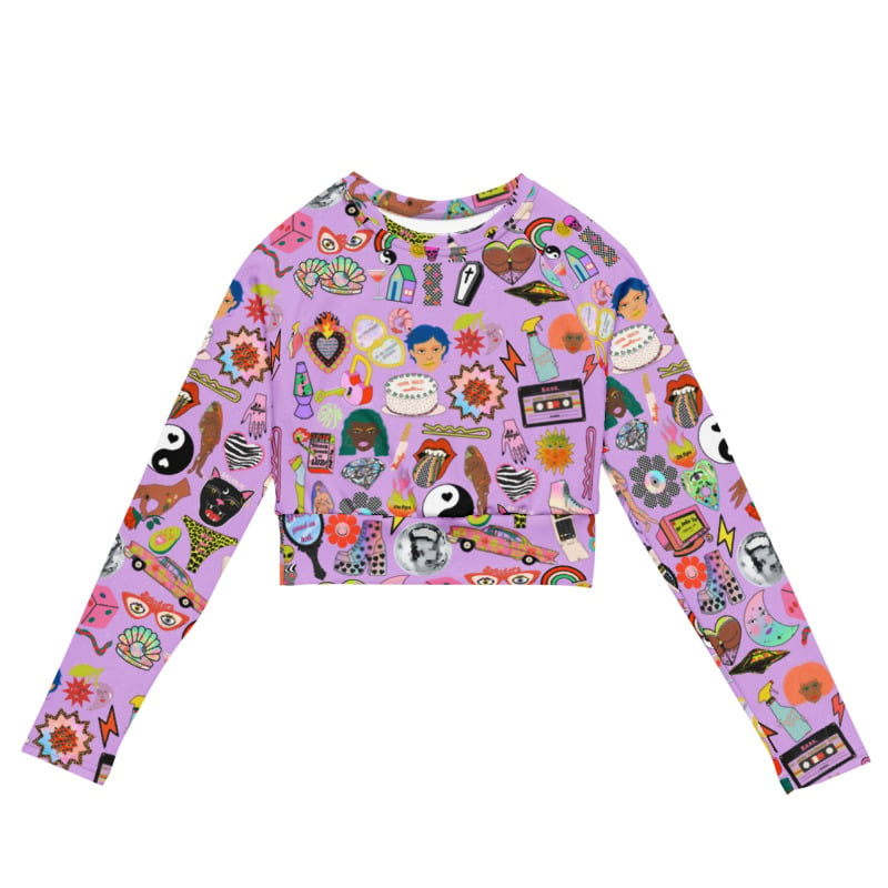 Image of Iconzz print long sleeve crop top