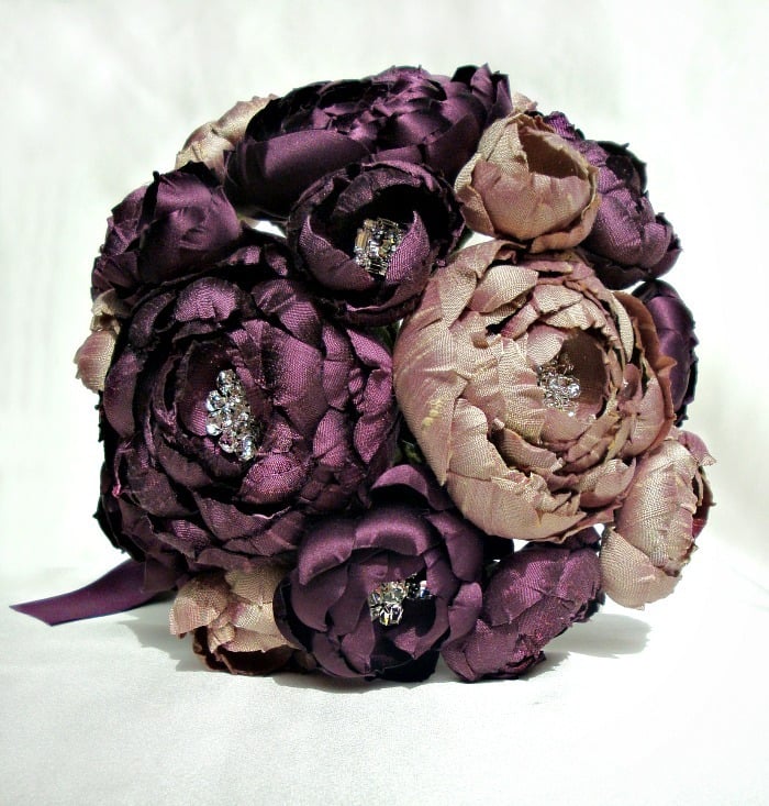 Image of Plum and Lavender Champagne Silk Catala Bouquet 