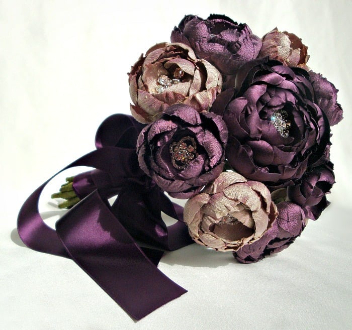 Image of Plum and Lavender Champagne Silk Catala Bouquet 