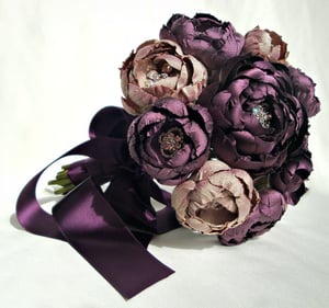Image of Plum and Lavender Champagne Silk Catala Bouquet 