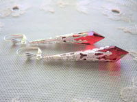 Image 1 of Vamp Ornate Pointed Earrings, Red & Silver, Pierced or Clip On