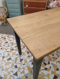 Image 5 of Table de ferme bois et kaki 