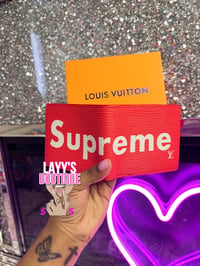 Image 1 of Red LV Supreme Wallet