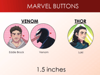 Marvel Buttons (Loki, Venom)