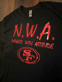 Image 3 of N.W.A. BLACK T-SHIRT, METALLIC RED LETTERS