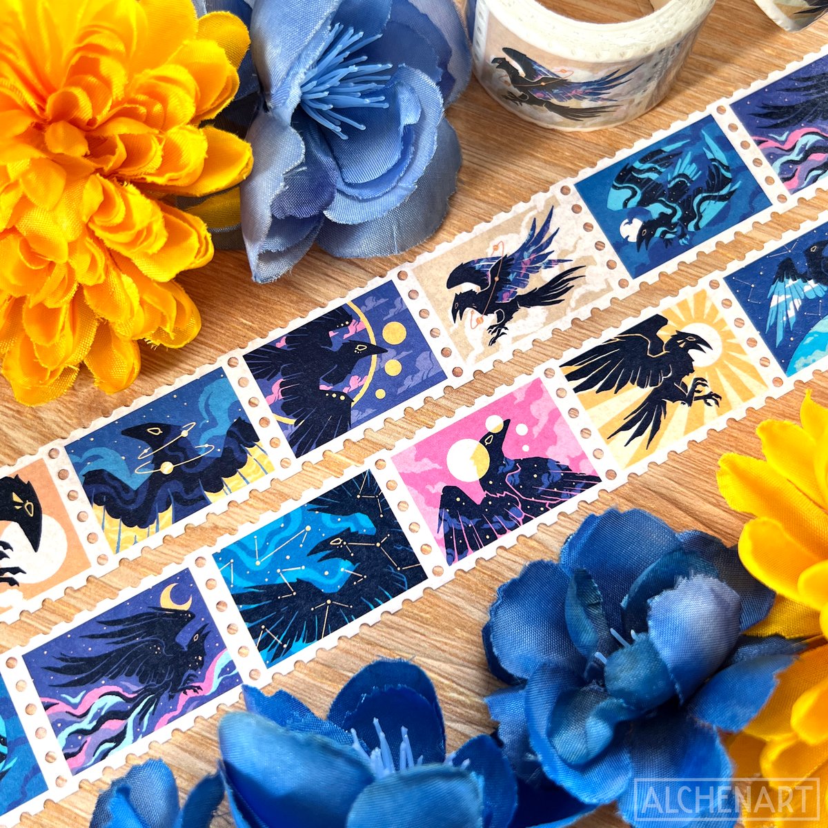 Cosmic Crows Stamp Washi Tape | acorviart