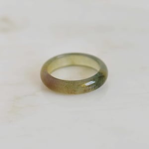 Image of Moss Agate antique style round band ring