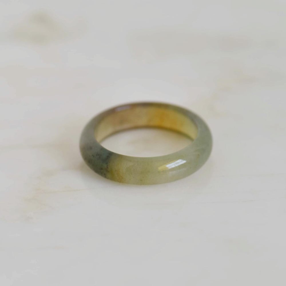 Image of Moss Agate antique style round band ring