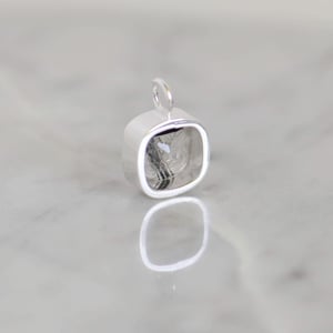 Image of Black Rutilated Quartz (Black Tourmalined Quartz) cushion cut silver necklace