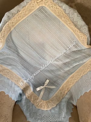 Image of Spanish baby lace shawl blanket 