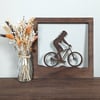 Female Mountain Biker Woodcut - Sample Sale