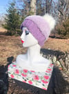 Lilac Cozy Faux Fur Beanie with Pom Pom