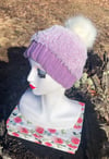 Lilac Cozy Faux Fur Beanie with Pom Pom