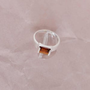 Image of Premium Fire Red Garnet bevel cut silver ring