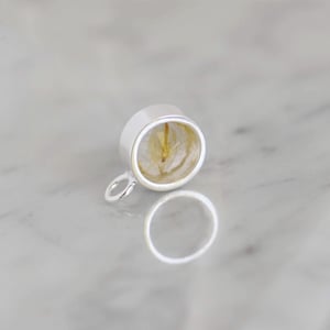 Image of Golden Rutilated Quartz round cut silver necklace