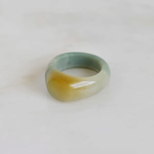 Image of Moss Agate antique style flat round face ring no.2
