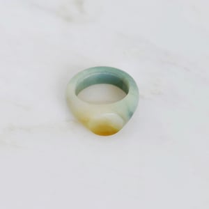 Image of Moss Agate antique style flat round face ring no.2