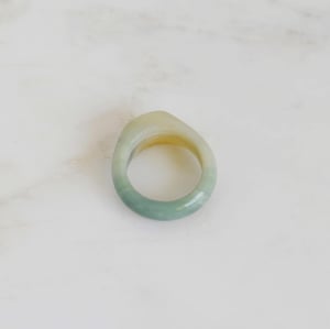 Image of Moss Agate antique style flat round face ring no.2
