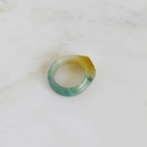 Image of Moss Agate antique style flat round face ring no.2