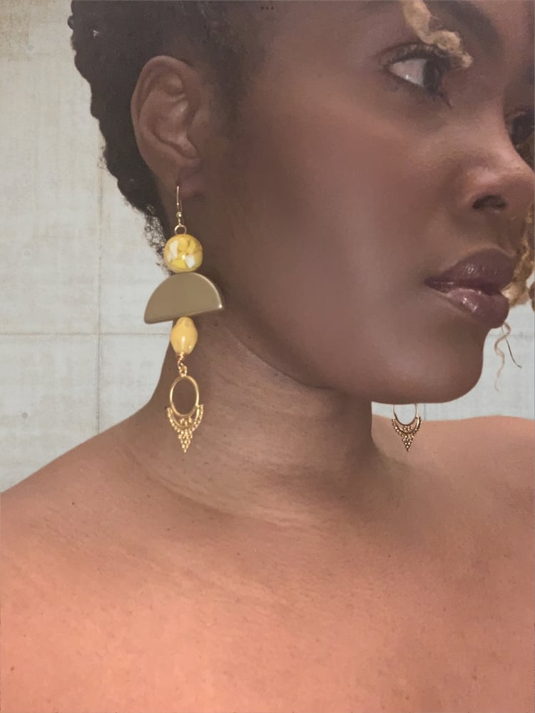 Image of Golden Moon Drop Earrings