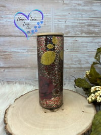 Image 1 of 25oz  Red/Gold Roses Glass Tumbler
