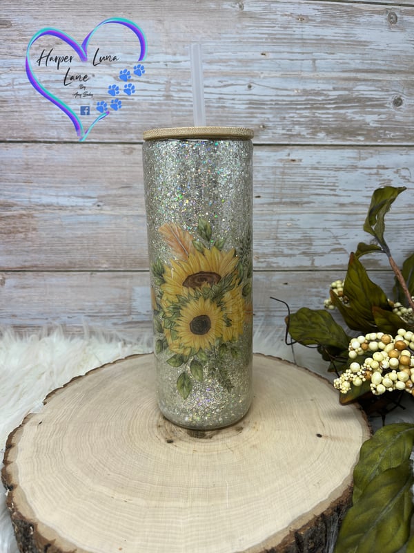 Image of 25oz  Sunflowers Glass Tumbler