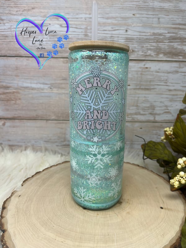 Image of 25oz Merry and Bright Glass Tumbler 