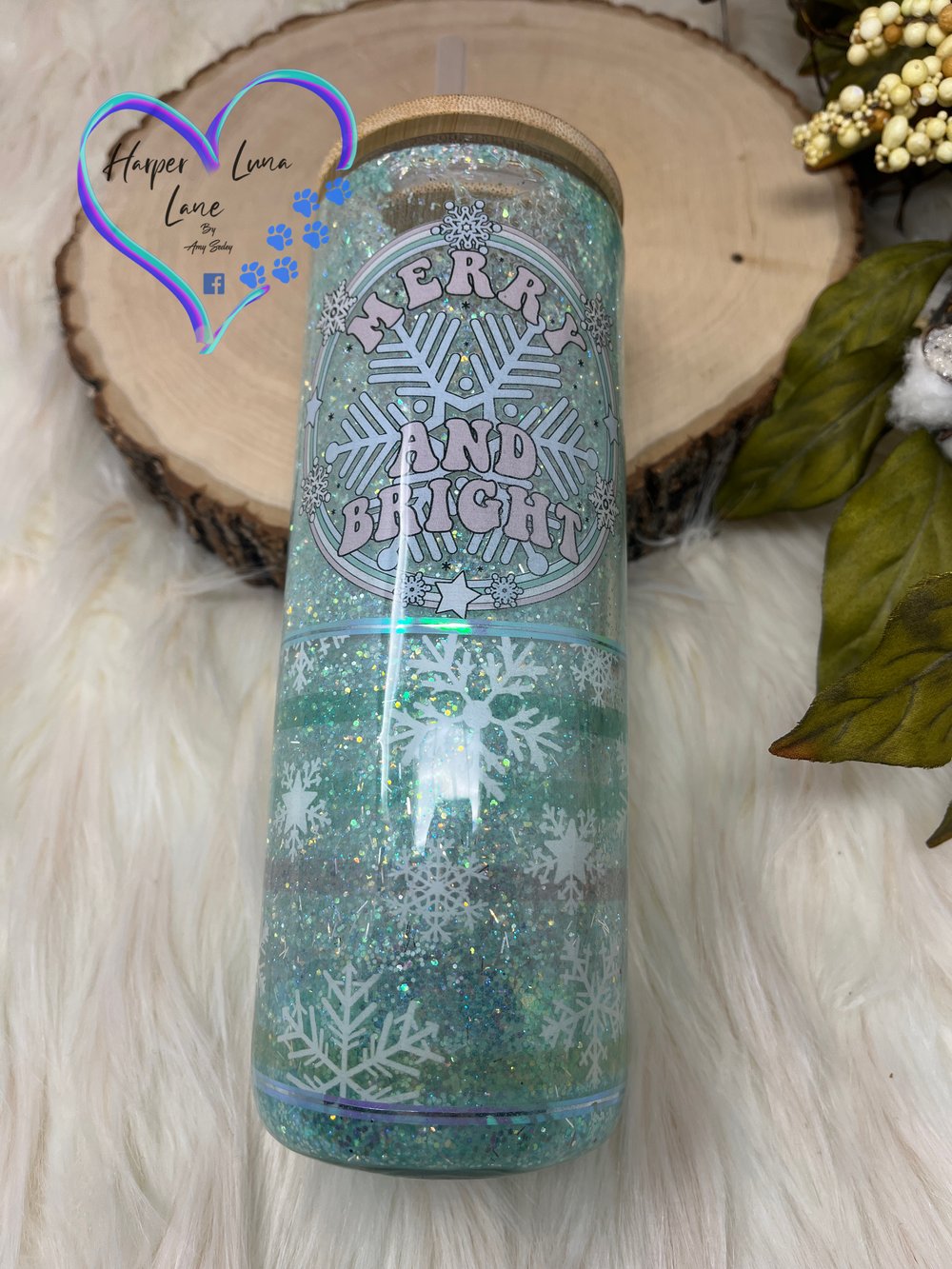 Image of 25oz Merry and Bright Glass Tumbler 