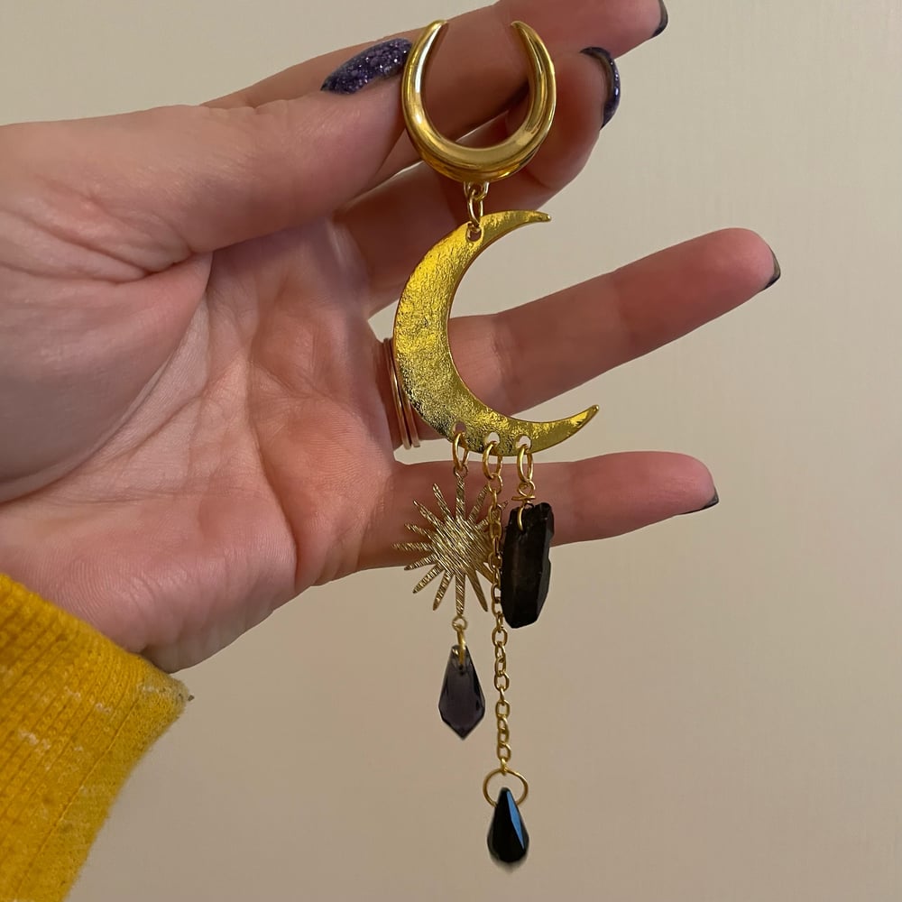 Image of Gold Moon Crystal Saddle Dangles (sizes 2g-1 1/2)