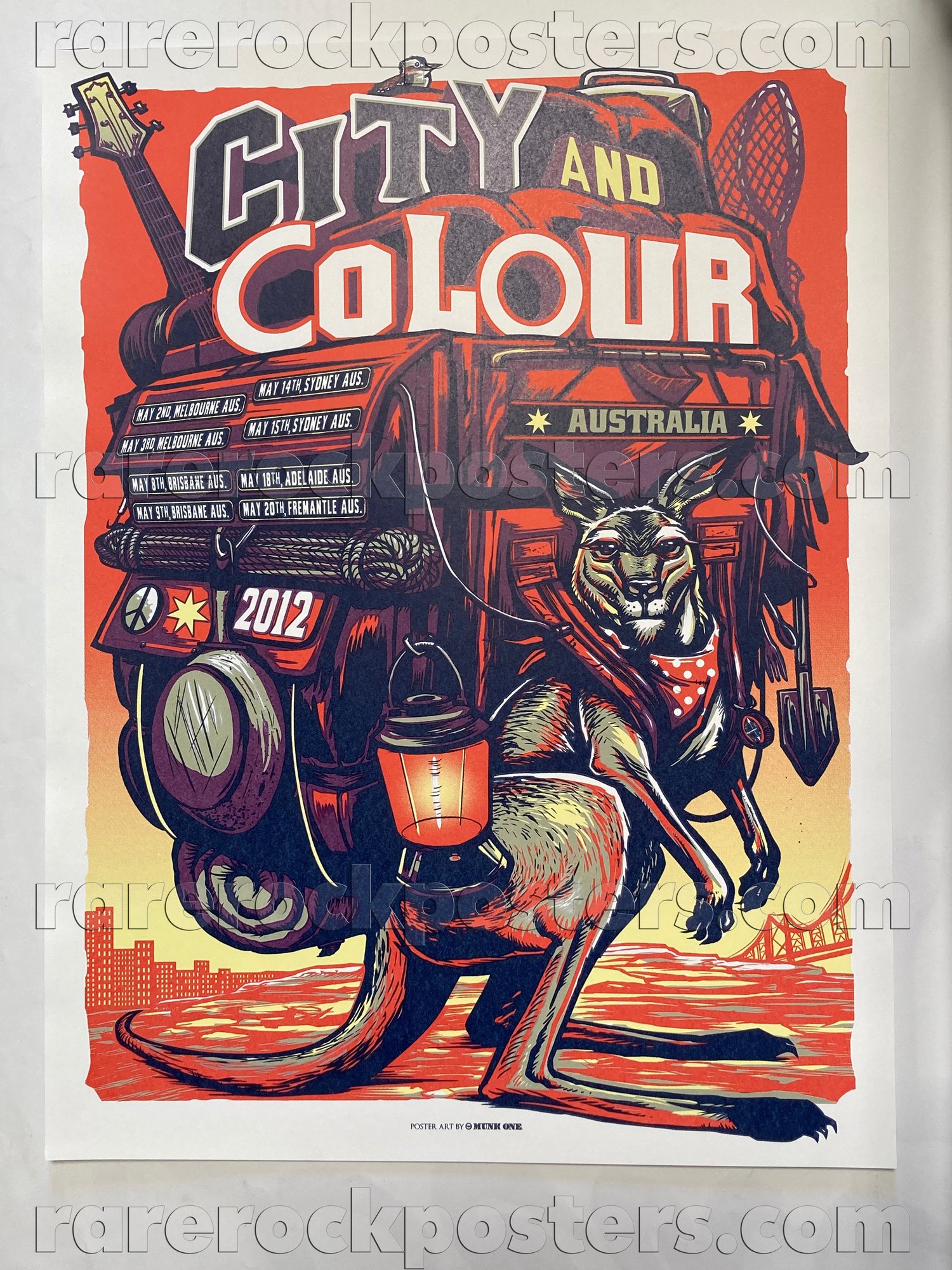 FOO FIGHTERS ~ CITY AND COLOUR ~ ORIGINAL 2012 AUSTRALIAN GIG MERCHANDISE POSTER 