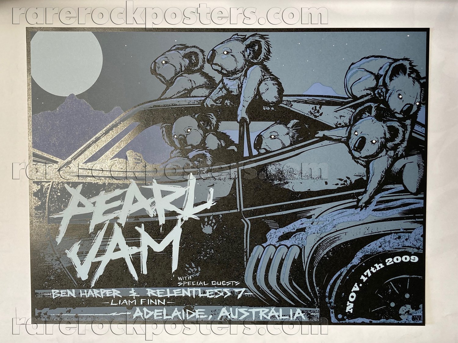 PEARL JAM / BEN HARPER / LIAM FINN ~ ORIGINAL 2009 AUSTRALIAN GIG MERCH POSTER ~ ADELAIDE