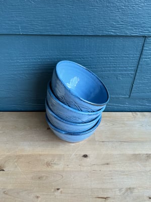 Image of Set of dessert bowls, blue glaze, 4 total. 
