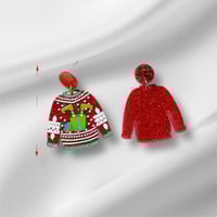 Image 3 of Festive Christmas Sweaters Trio Hanging Acrylic Earrings