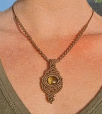Image 2 of Tiger’s Eye Crystal Macramé Pendant Necklace