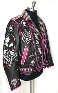 Image 3 of MV Hot Pink Sargent Leather Jacket 