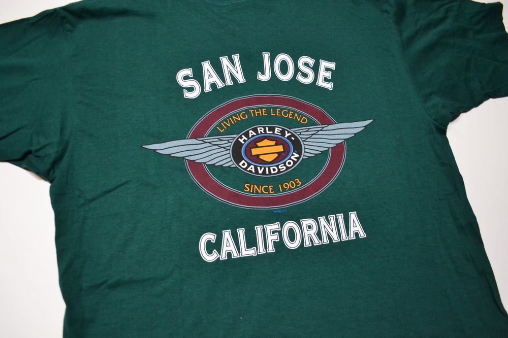 Image of Vintage 1996 Harley Davidson San Jose California Wings Motorcycle T-Shirt Sz.XL