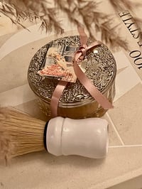 Image 1 of Ladies Shaving Soap Set in Silver and Crystal Powder Dish 