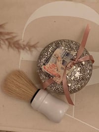 Image 3 of Ladies Shaving Soap Set in Silver and Crystal Powder Dish 