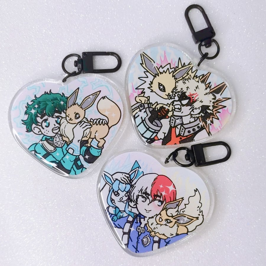 Image of Boku no hero x Eeveelutions keychain 