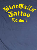 NAVY T-SHIRT / GOLDEN YELLOW FRONT AND BACK PRINT