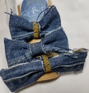 Image 1 of Tasty Raw Edge Denim Tri-Bun Bows